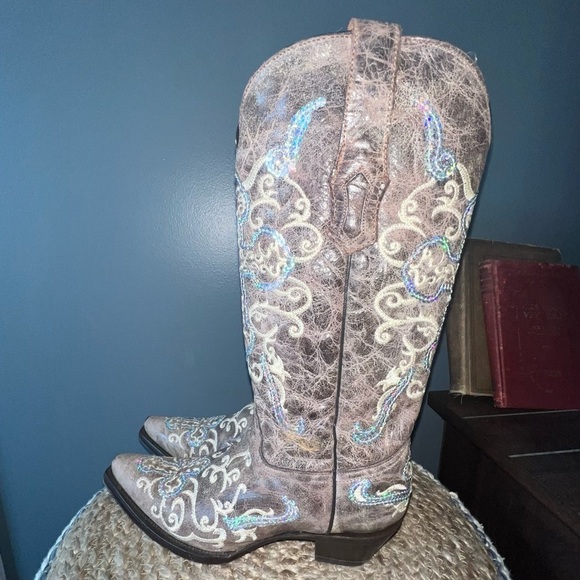 Corral Tobacco Silver Cross Western Boots - Picture 7 of 15